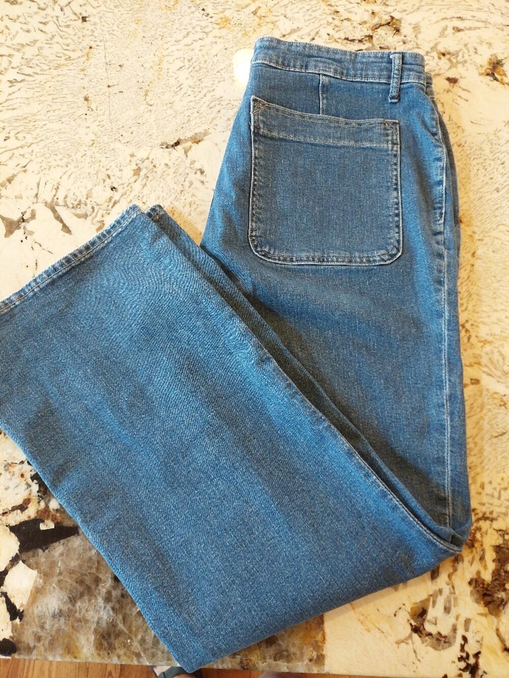 Free Assembly Patch Pocket blue flare jeans. Size 18